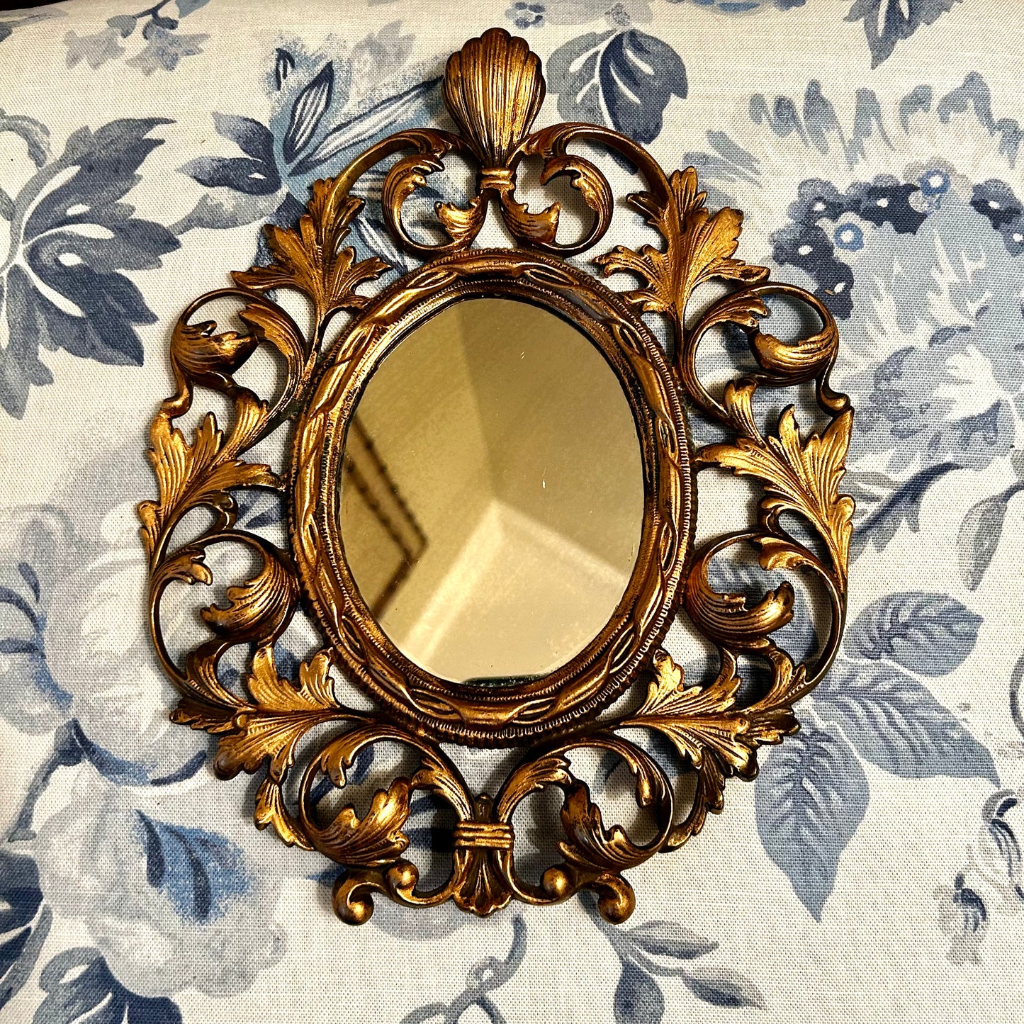 Antique brass baroque wall mirror (2 available)