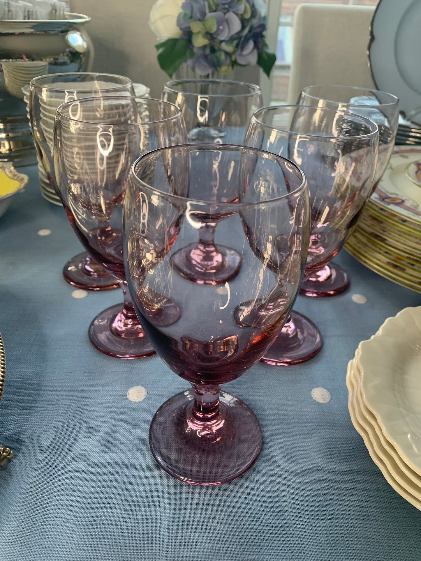 Vintage Set (7) "Premiere Pink" Goblets by Libbey