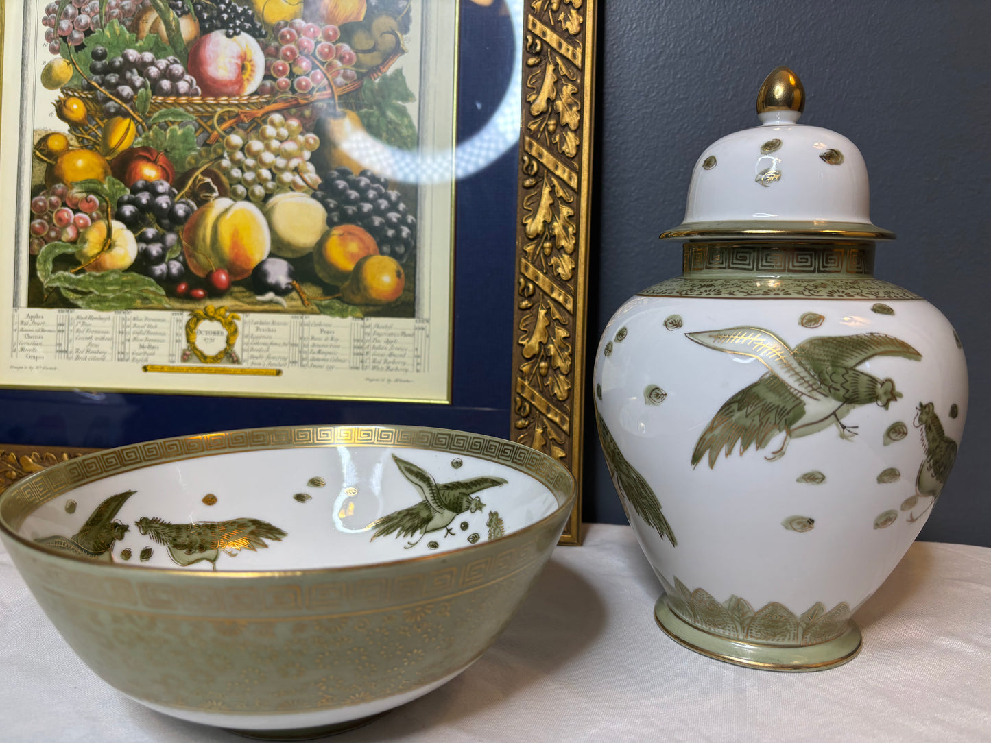 Beautiful Andrea by Sadek matching ginger jar and bowl pair! - Excellent condition!