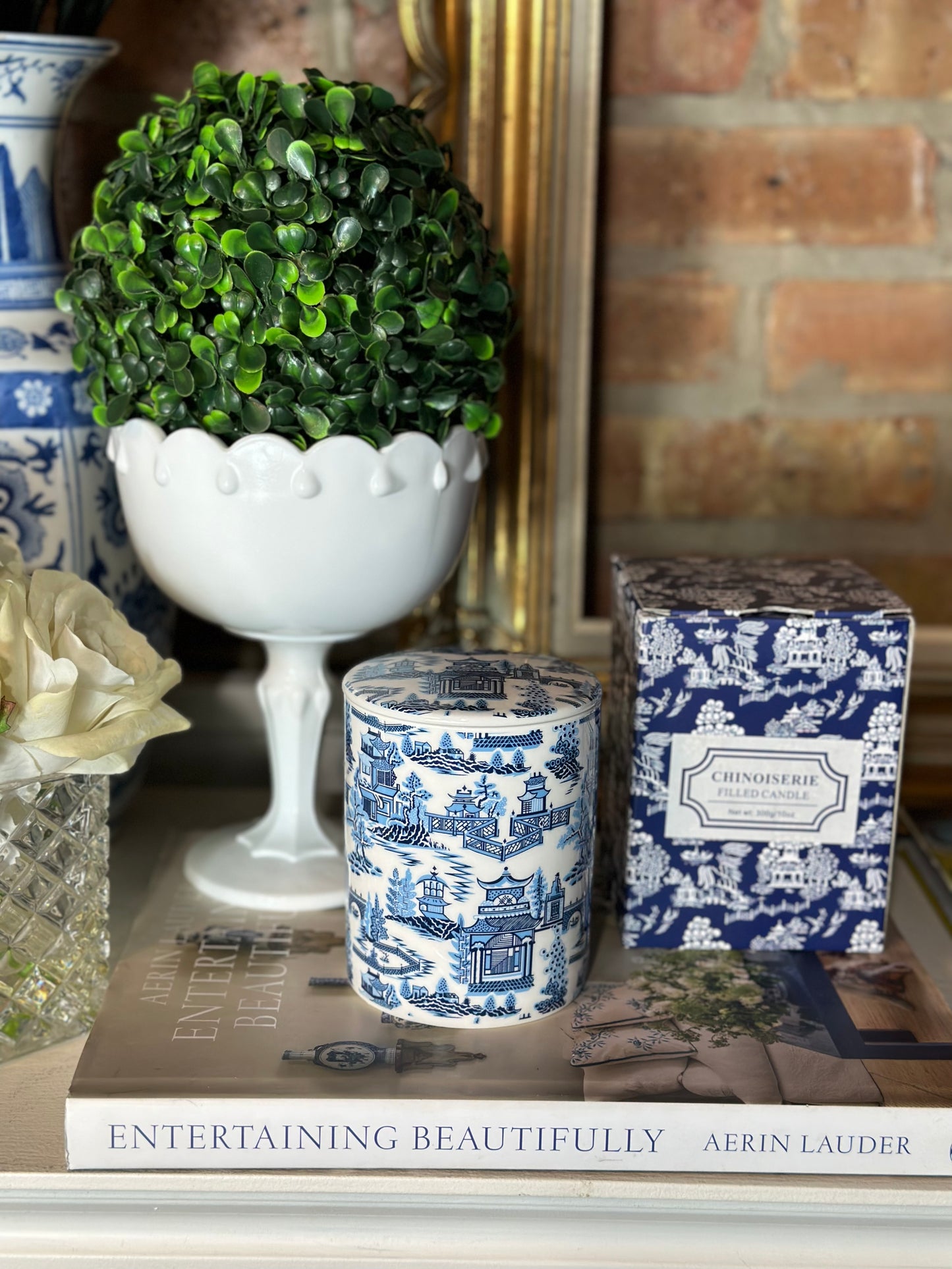 Blue & White Chinoiserie 3-Piece Gift Set: Candle, Bracelet, Ginger Jar Pack