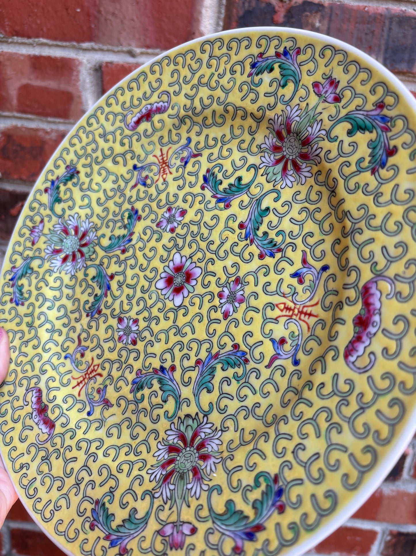 Beautiful Chinese Famille Rose yellow plate! - Excellent condition!