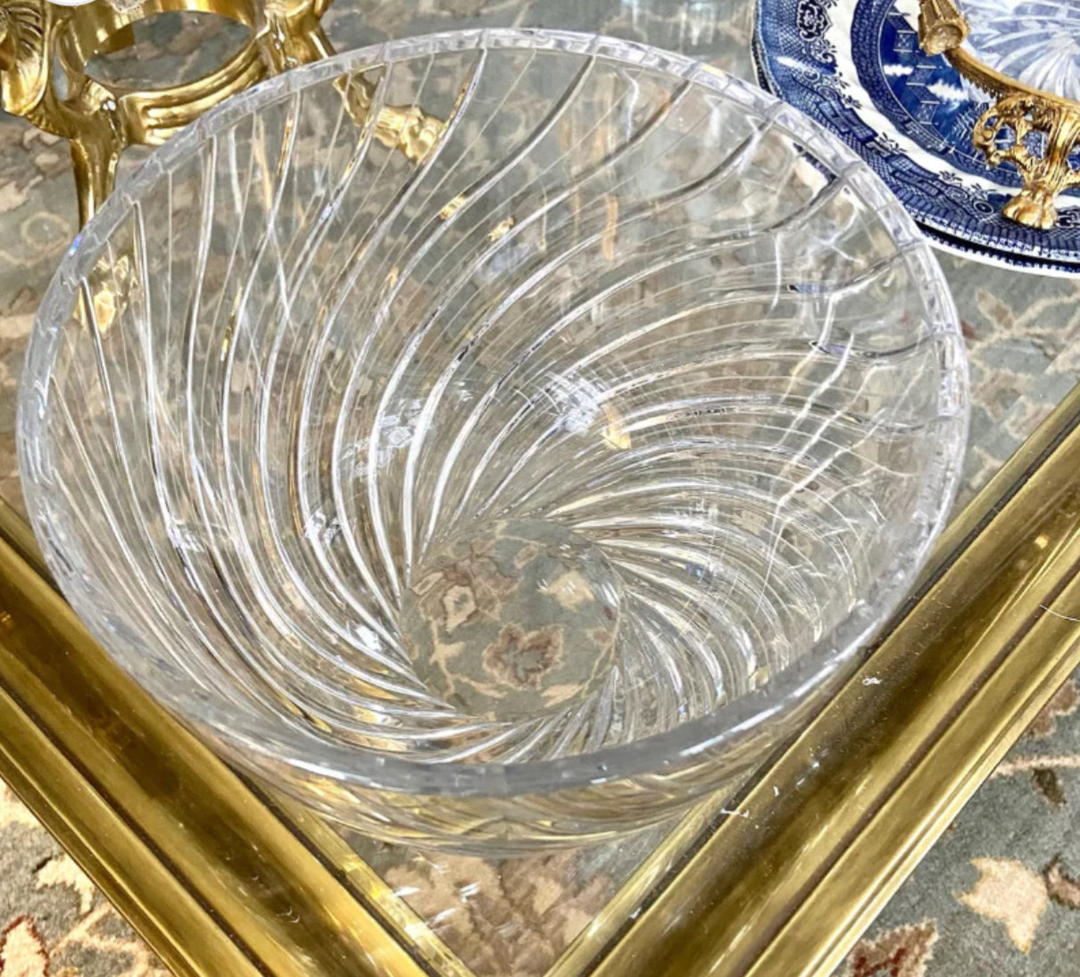 Brilliant vintage large  crystal large centerpiece bowl.