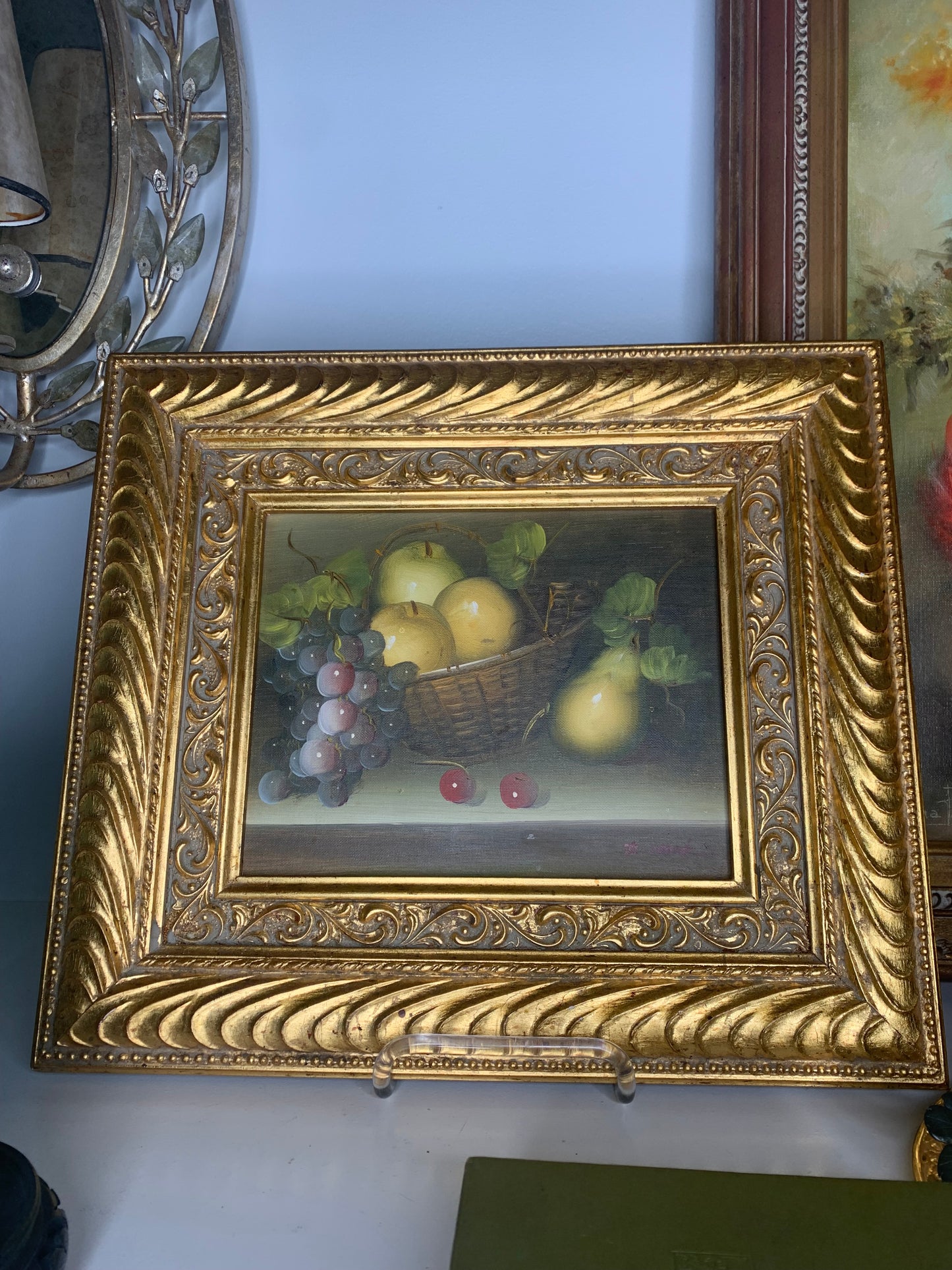 Fruit Still Life on canvas in Gilded Wood Frame