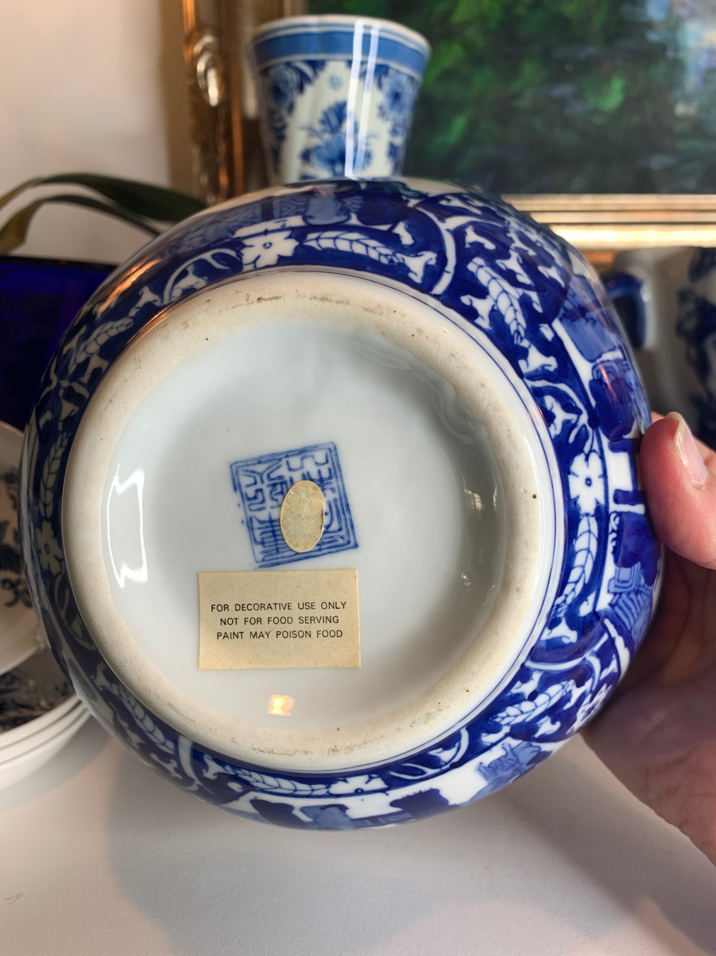 Square Chinoiserie blue and white bowl