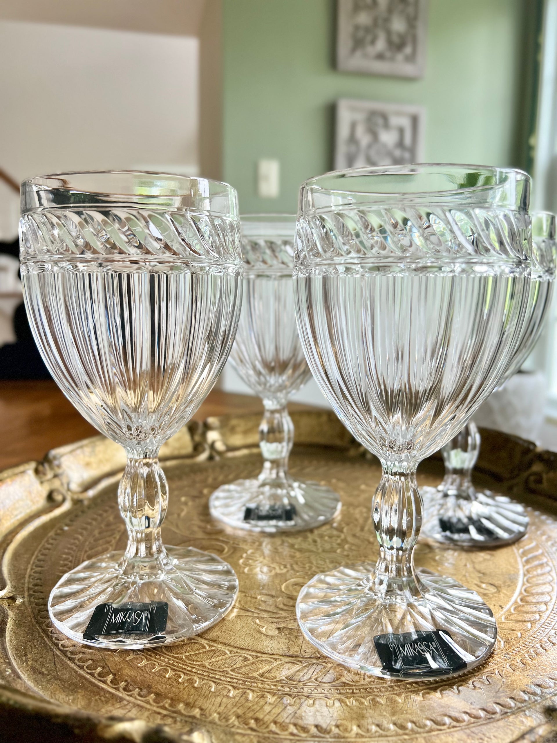 Mikasa Vintage Footed Iced Tea/Water Glasses Set of Five