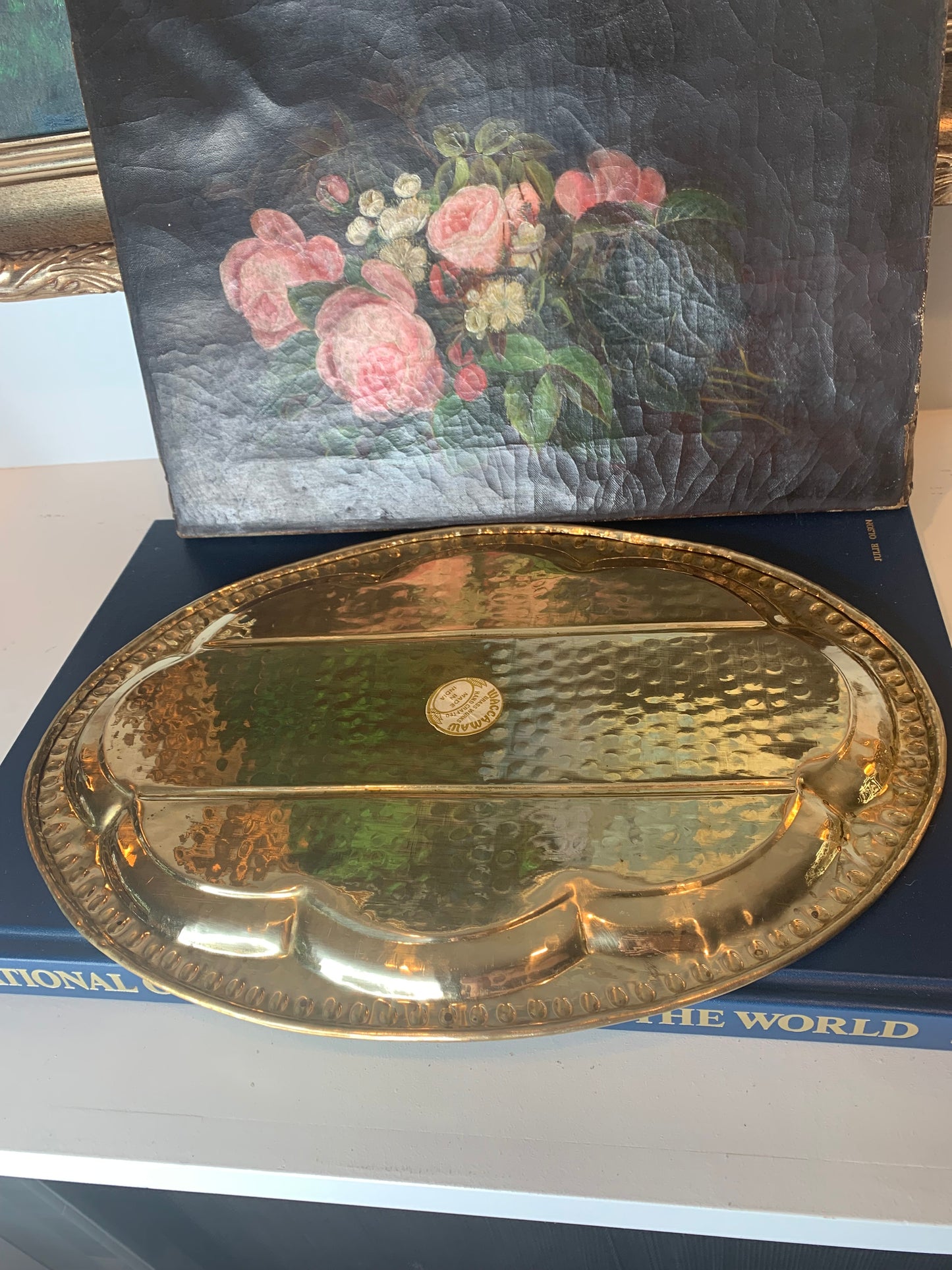 Large Hammered Brass Tray