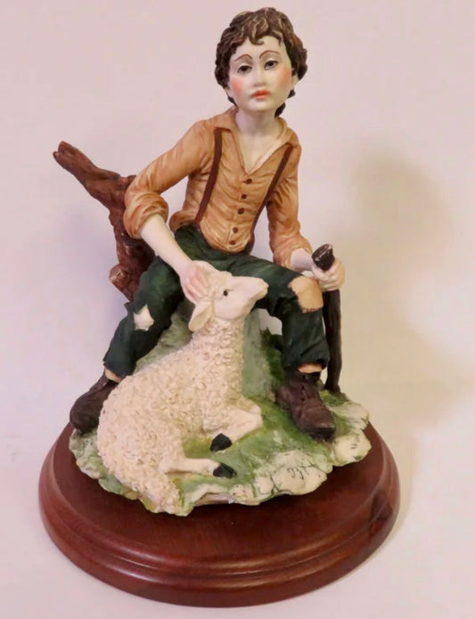 Designer Capodimonte of Italy tall boy & sheep figure statue