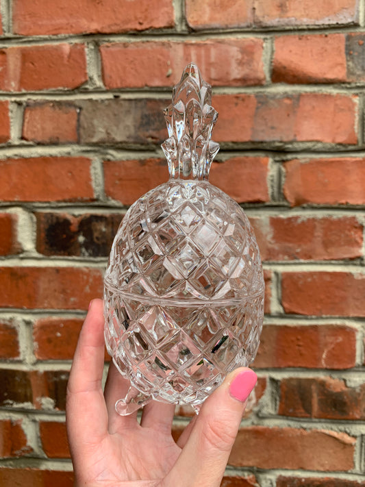 Sweetest pineapple crystal lidded dish! - Excellent condition!