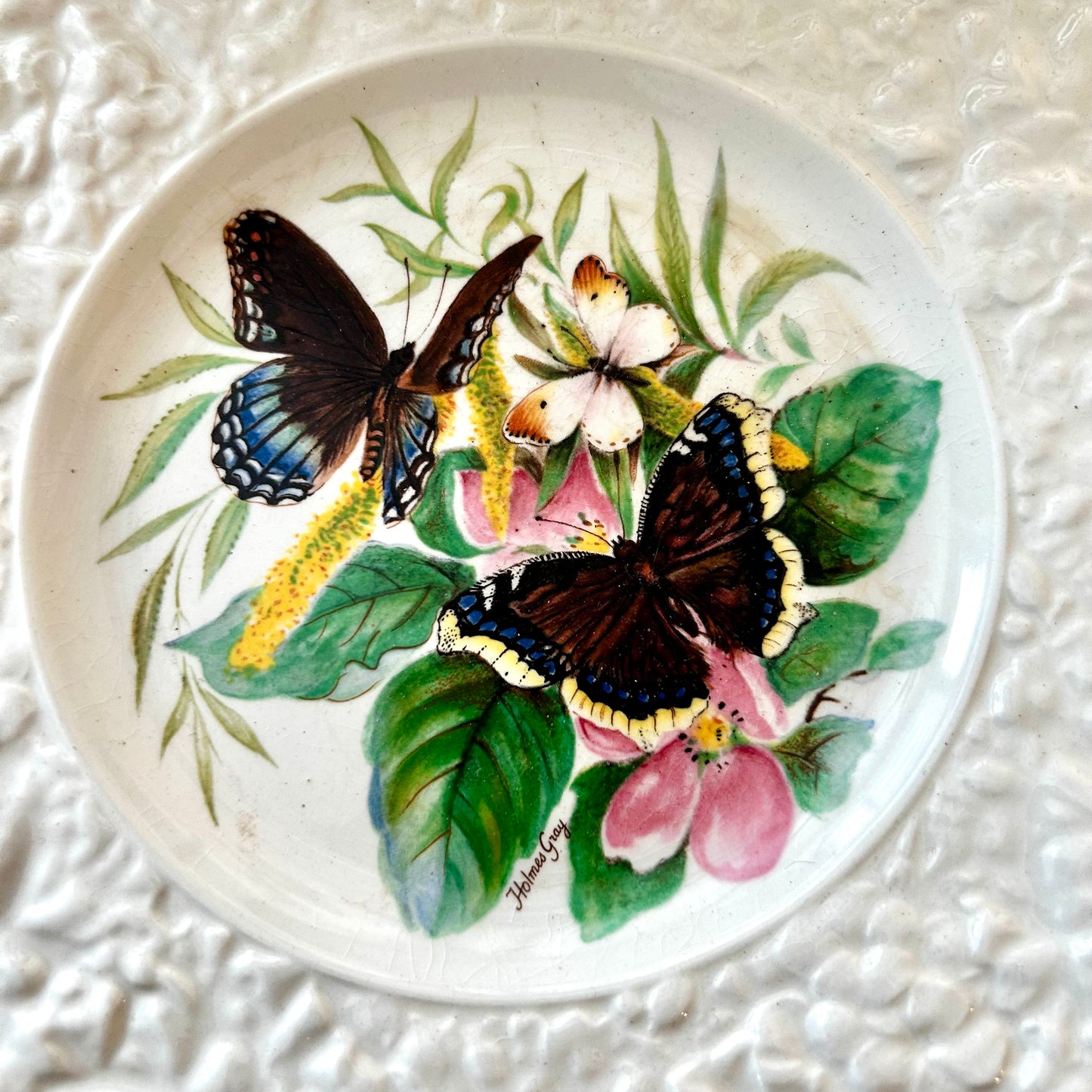 Set of 6 vintage designer butterfly plates By Henry Pausch of England