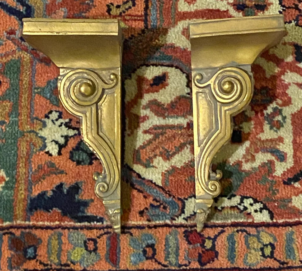 Pair of vintage gold gilt wall sconces