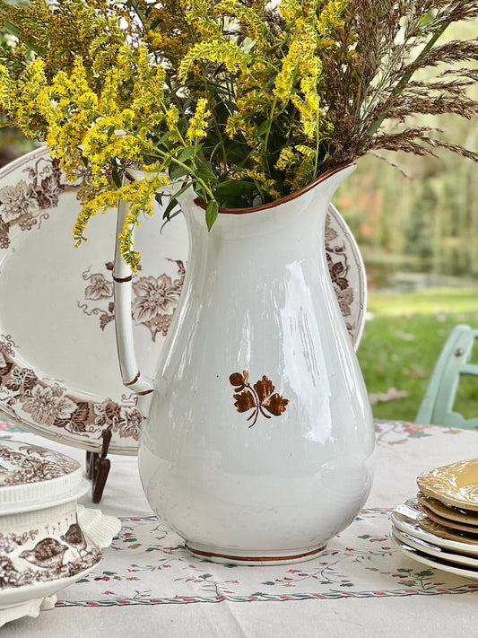 Large Antique Ironstone Tea Leaf Pitcher By Alfred Meakin Of England