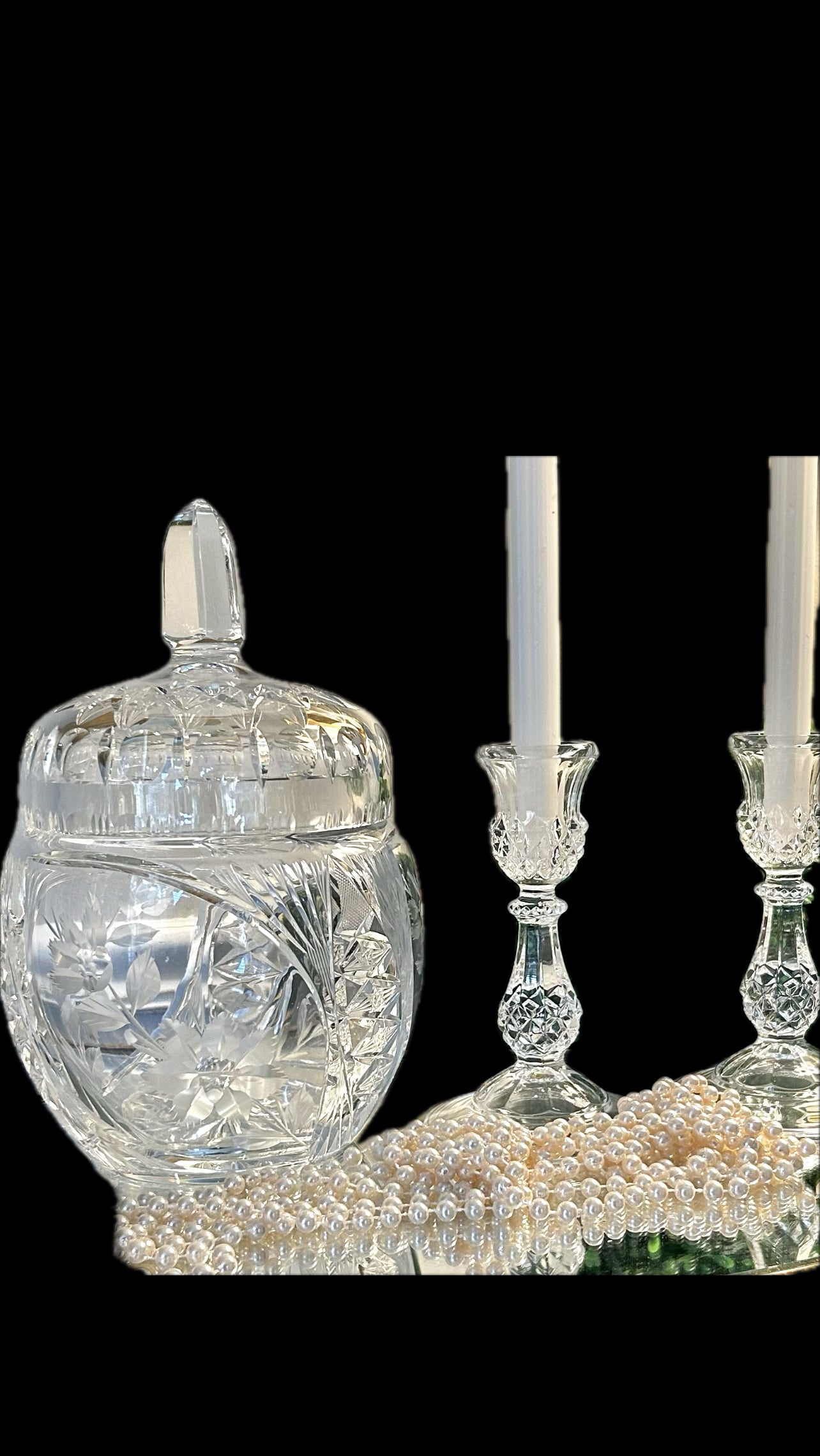 Massive ample cut antique crystal biscuit jar