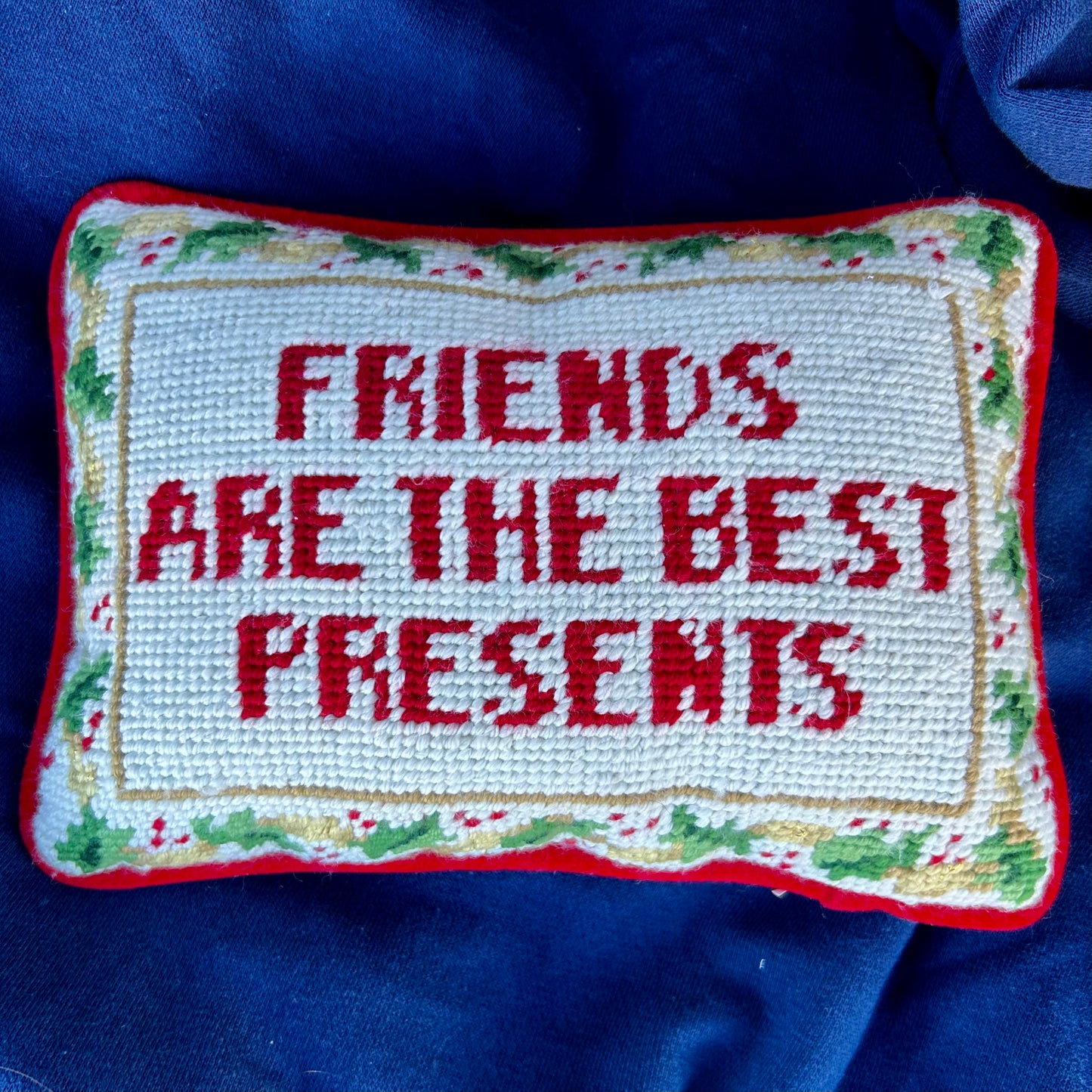 Charming Friends are the best Presents needlepoint pillow