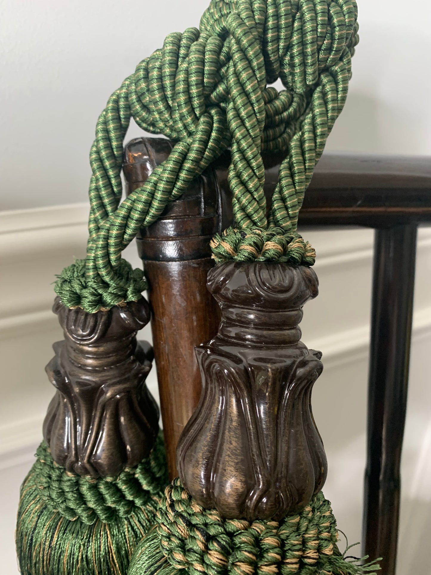 Extra Large Green Tassle Curtain tie backs