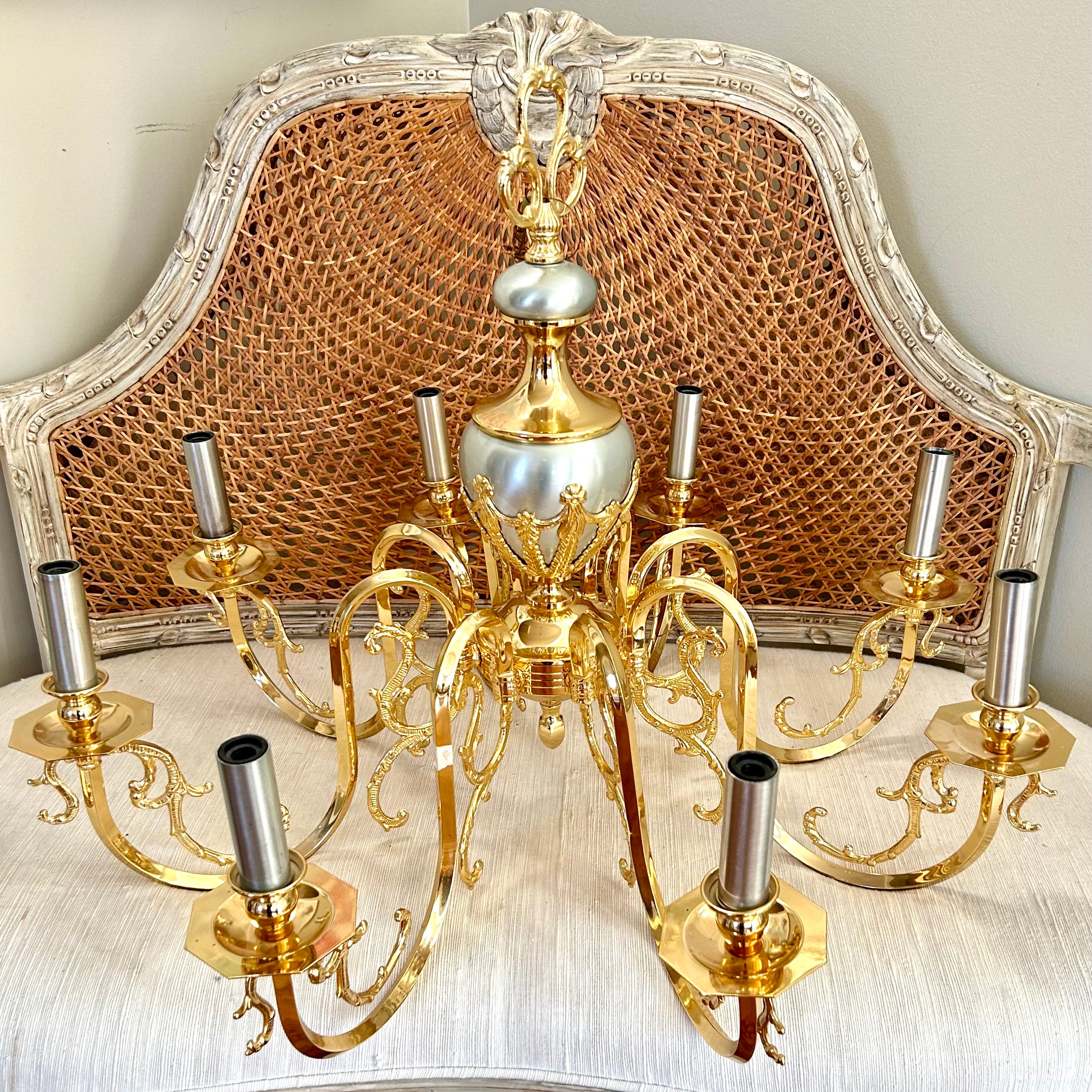 Massive show stopping silver & gold bow and tassel vintage chandelier ...