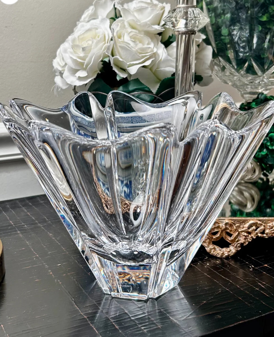 Brilliant vintage Crystal designer 10" Orrefors "Orion" Lead Crystal Bowl