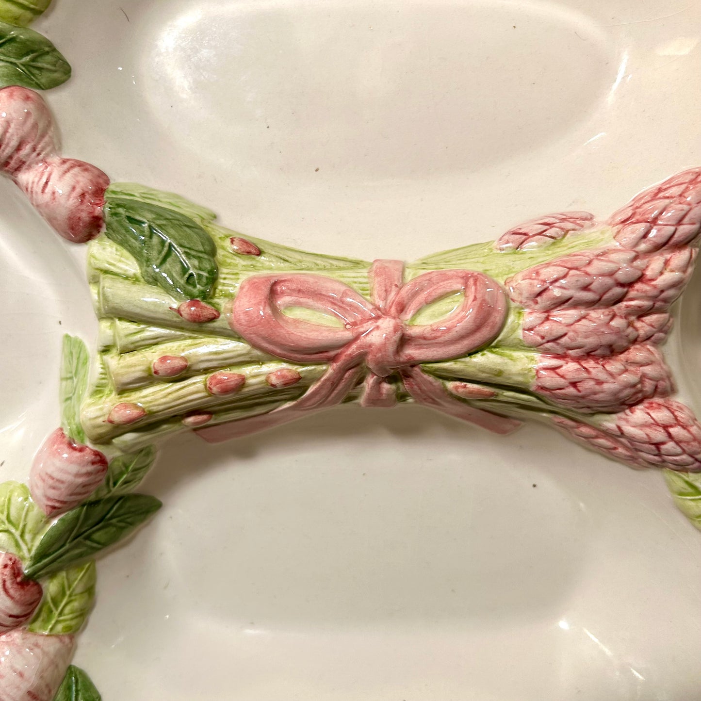 Absolutely delightful massive  Asparagus wrapped in Bows four section serving platter