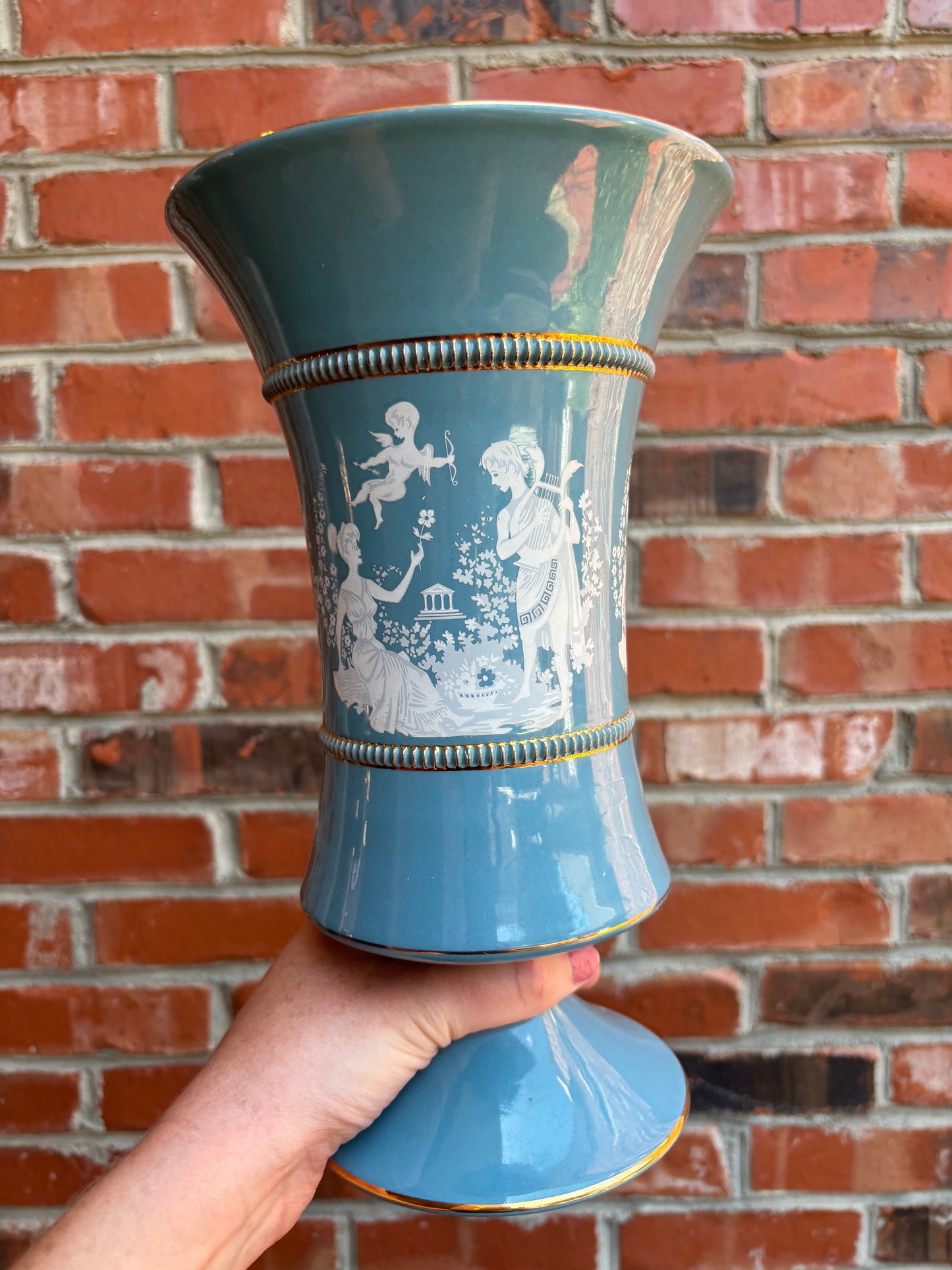 Beautiful blue and gold Italian Florentine vase!