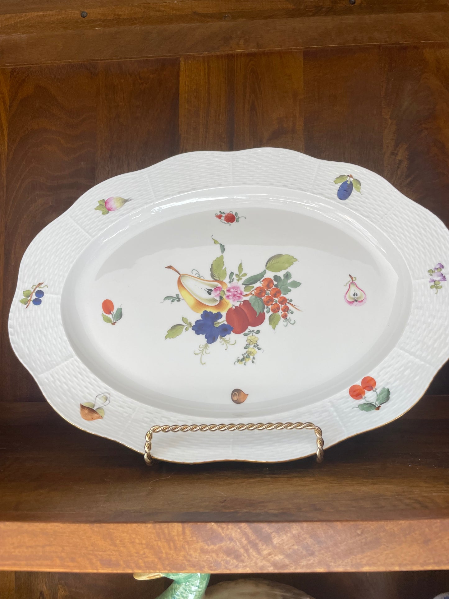 Live Sale 11/14 for Theresa - Herend 16” Platter + 10” Serving Bowl + 20” Brass Handled Tray + Rose Medallion Plate