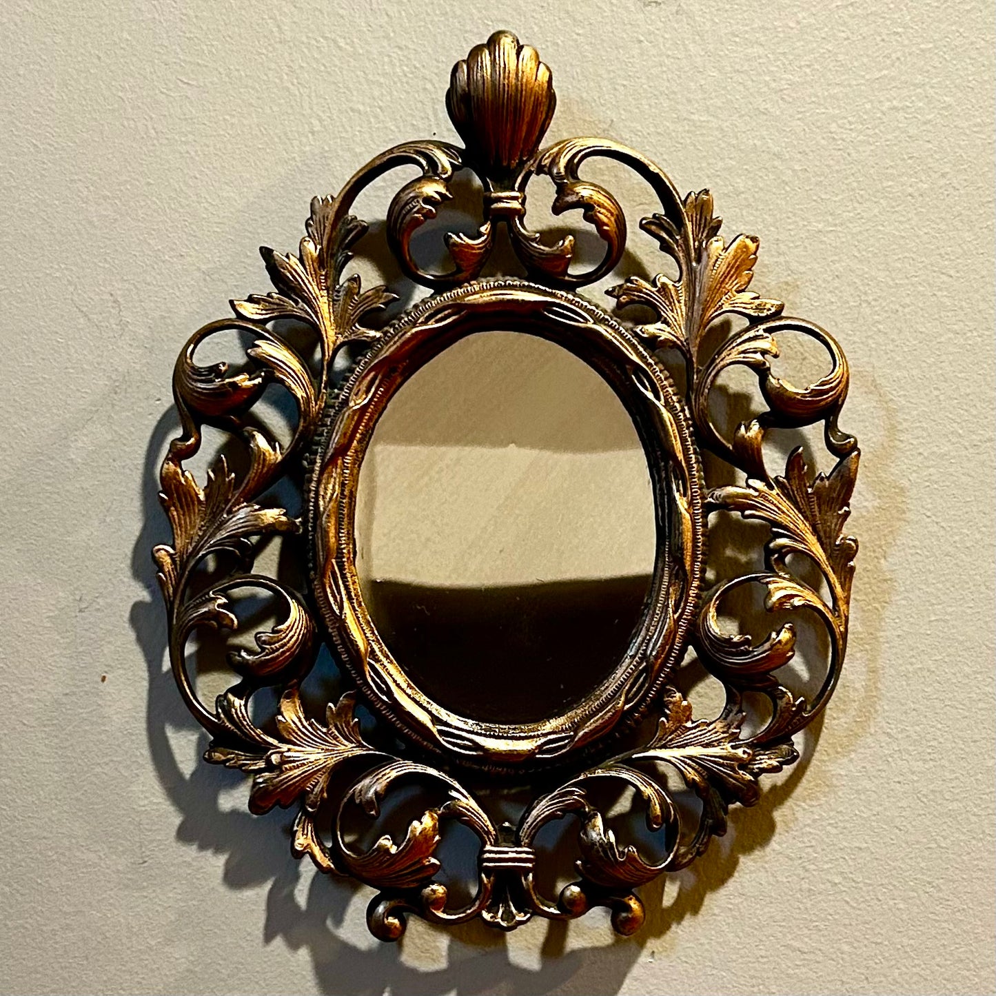 Antique brass baroque wall mirror (2 available)