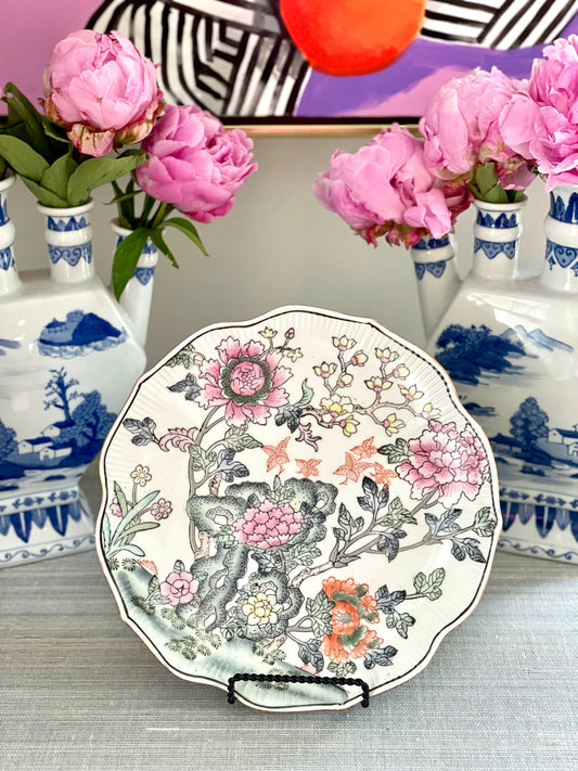 Vintage Hand-Painted Porcelain 10.5” Scalloped Floral Plate - Pristine!