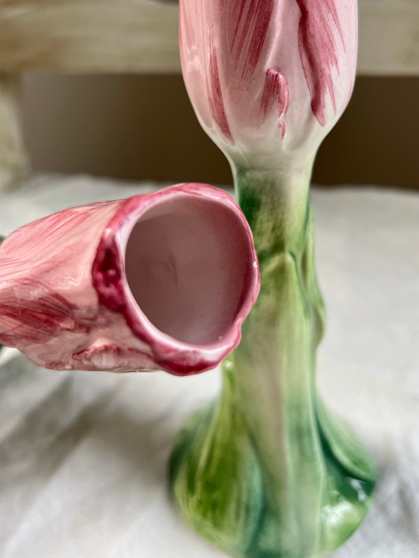 Beautiful Pair of Italian Tulip Shaped Bud Vases - 7.25” tall