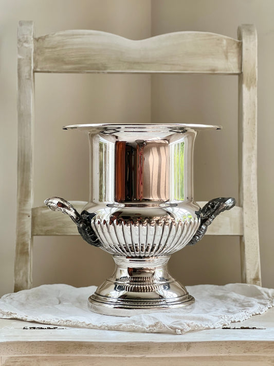 Vintage Silver Plate Champagne Cooler with Ornate Twin Handles