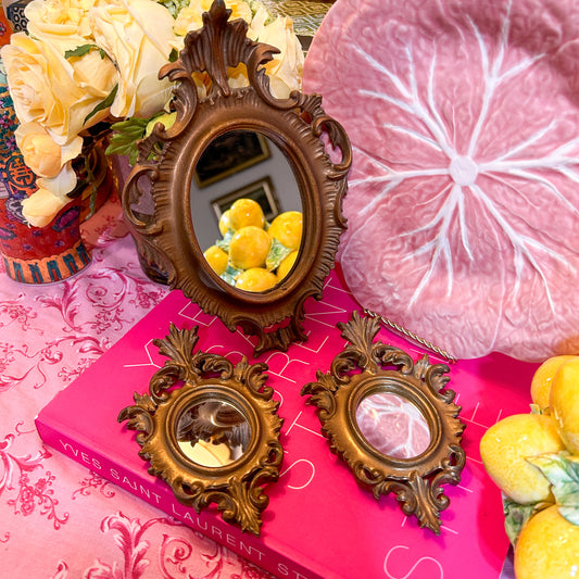 Set of 3 Ornate Italian Florentine Mirrors in Gold