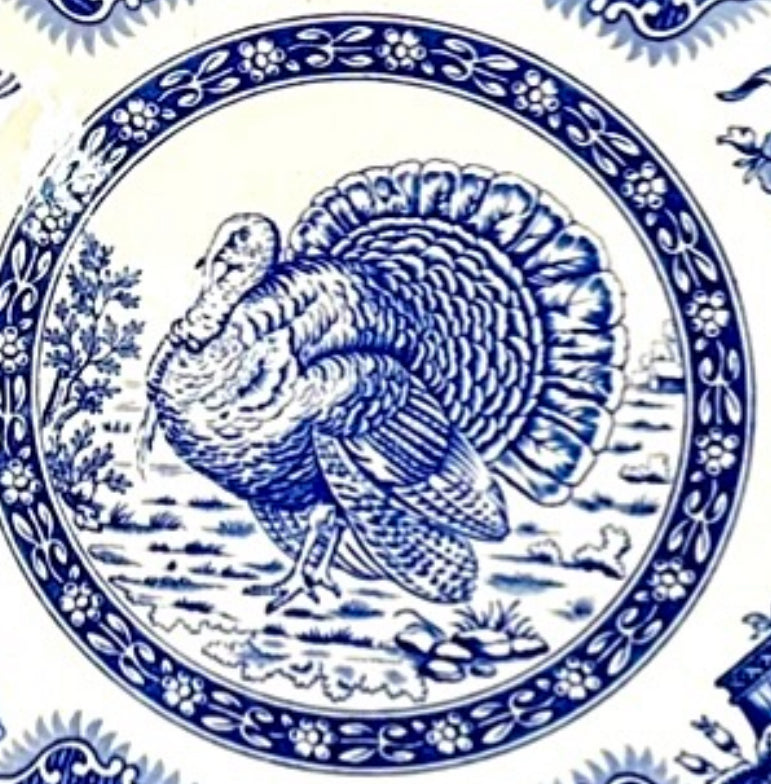 Rare Spode Of England blue & white Festival Turkey Dinner Plate 10.5d