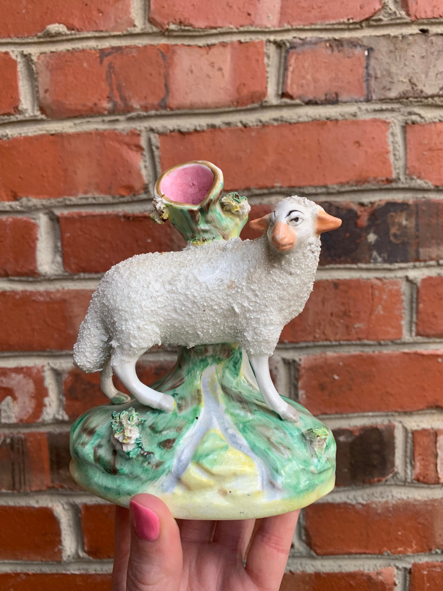 Staffordshire bud vase with one sheep!