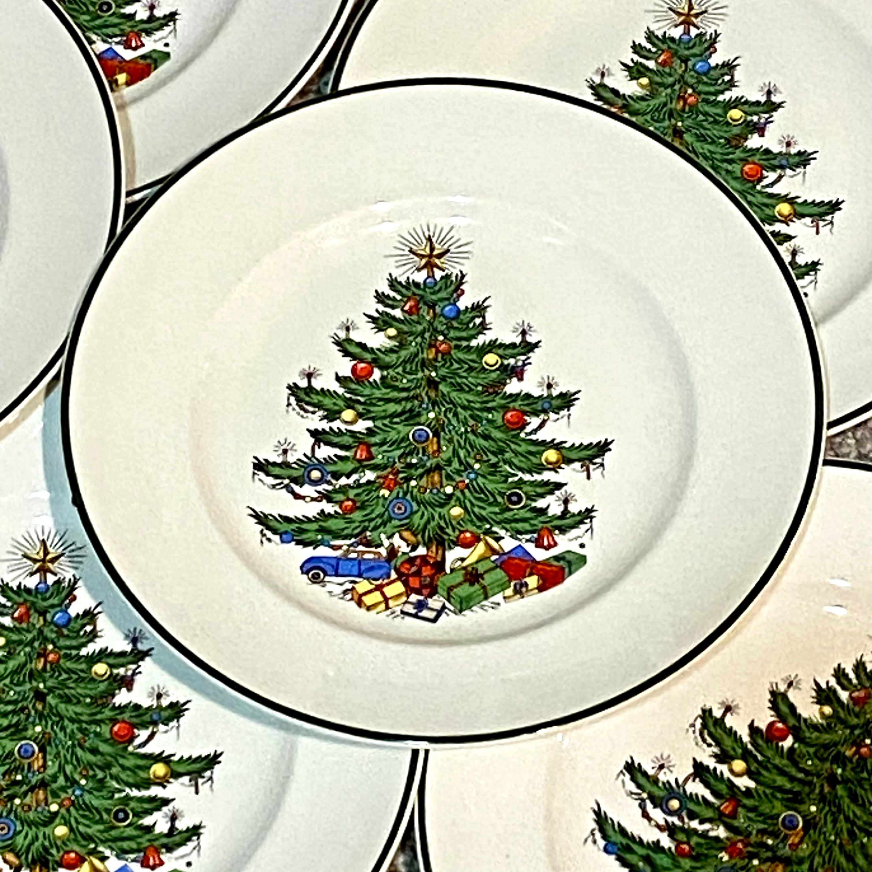 Set of 7 large Christmas Tree dinner plates by CUTHBERTSON of England ...