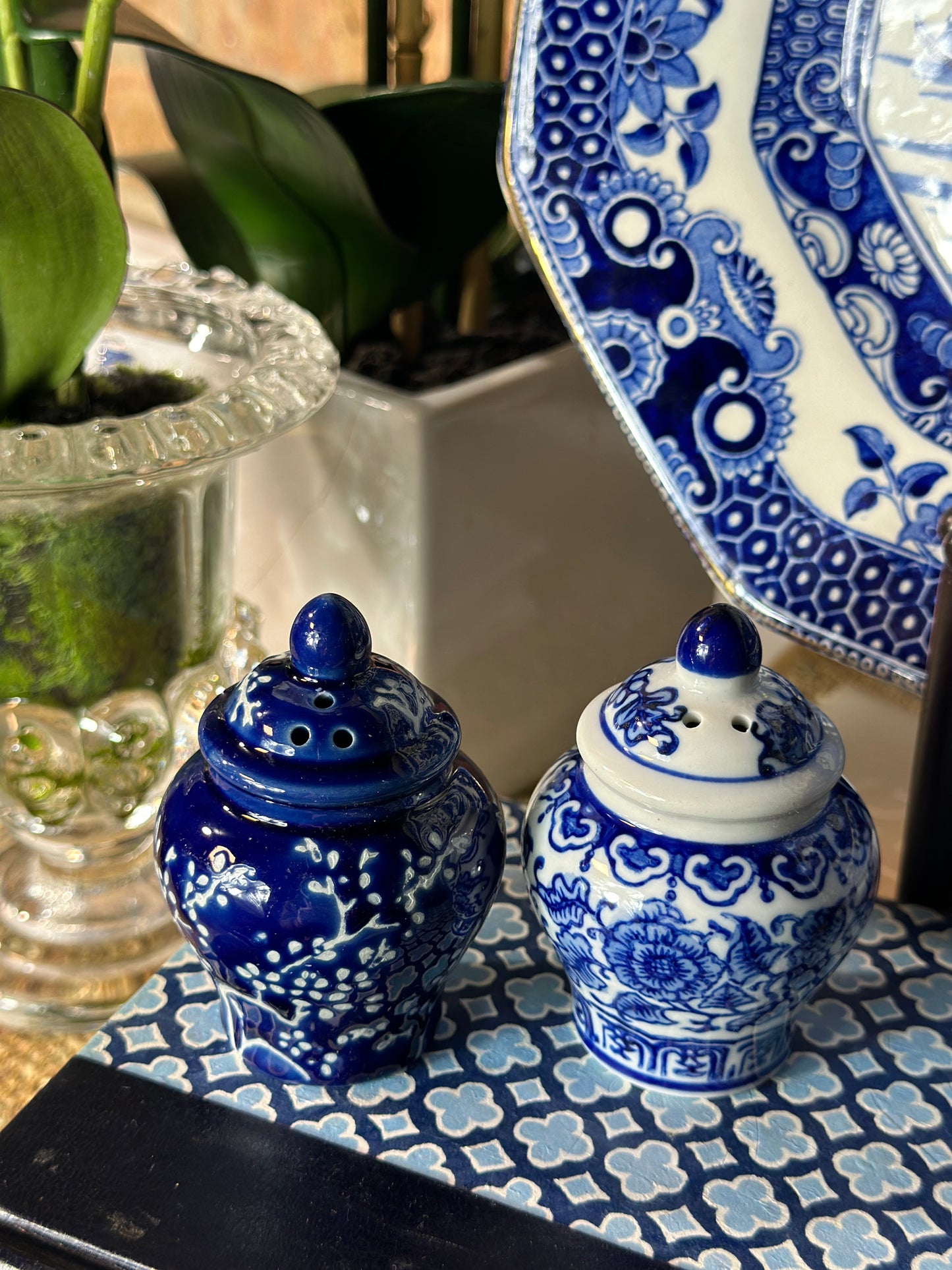 Blue & White S&P Chinoiserie Shaker Set (3) Different Styles to choose!