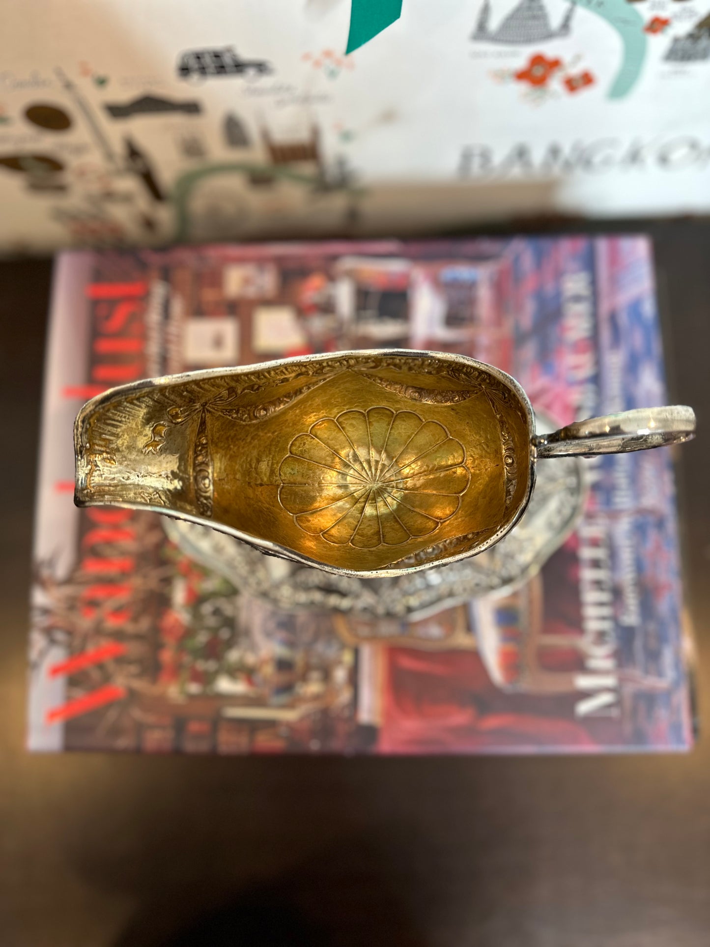 STUNNING! 19th Century Louis XVI Style 800 Silver Repousse Gravy Boat Saucier with Attached Underplate