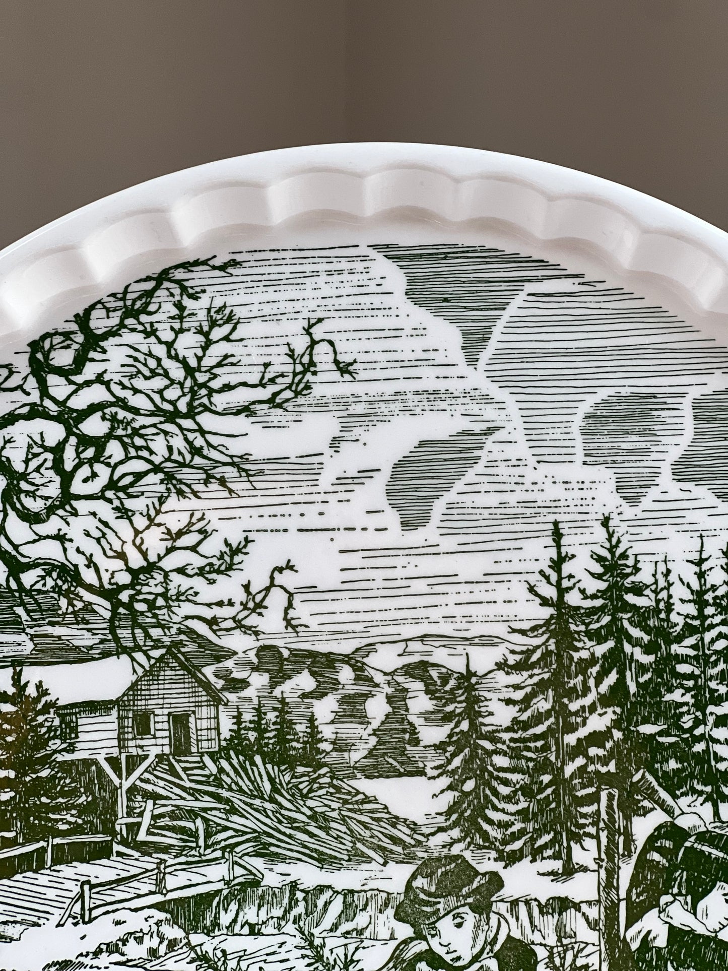 Darling Vintage “Christmas Snow” Currier & Ives Serving Tray / Cookie Plate, 11.5”