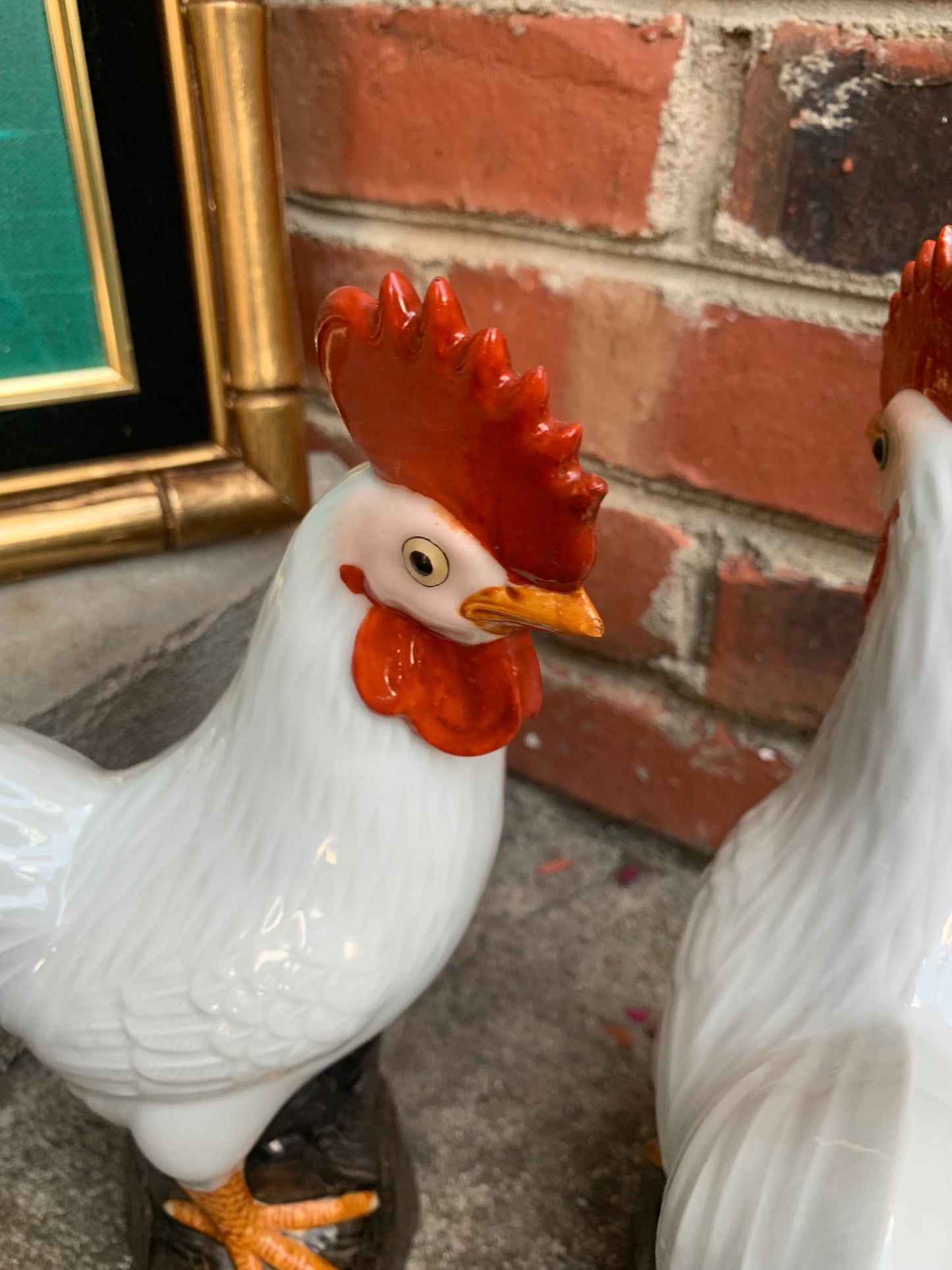 Rare and beautiful pair of Chinese export roosters!