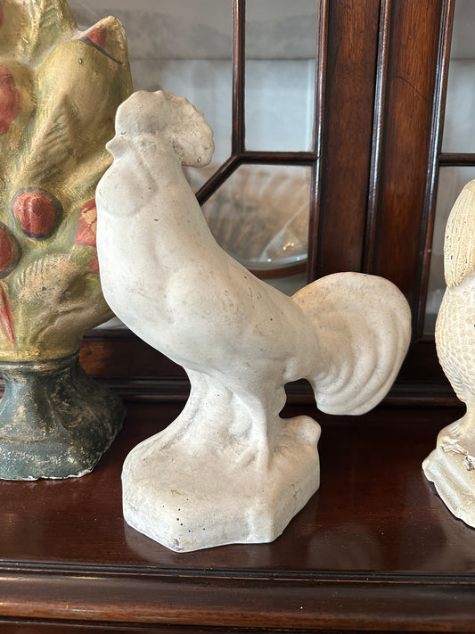 Rare 19thc Antique Plaster Paris Rooster Statue Figure