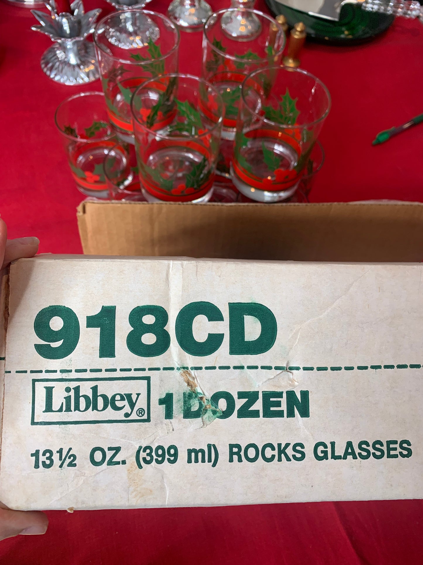 Set (12) Vintage Libby Holly Rocks Glasses