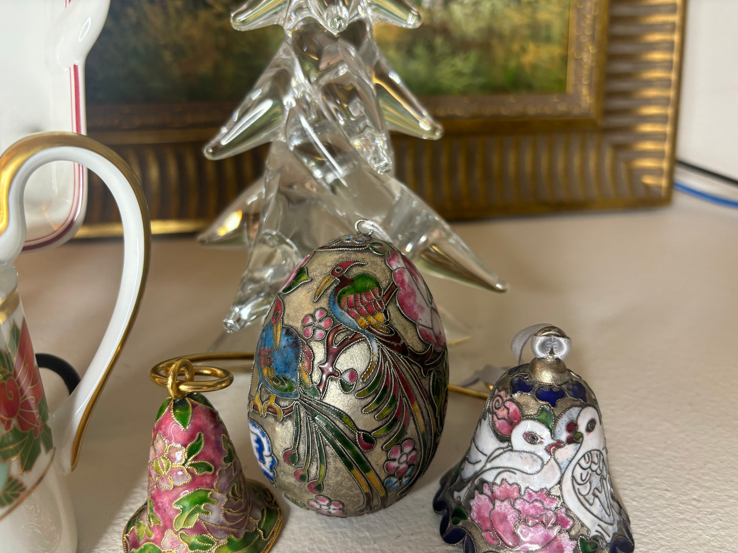 Reserved for Maria! Lovely cloisonné set of ornaments! Includes all three!