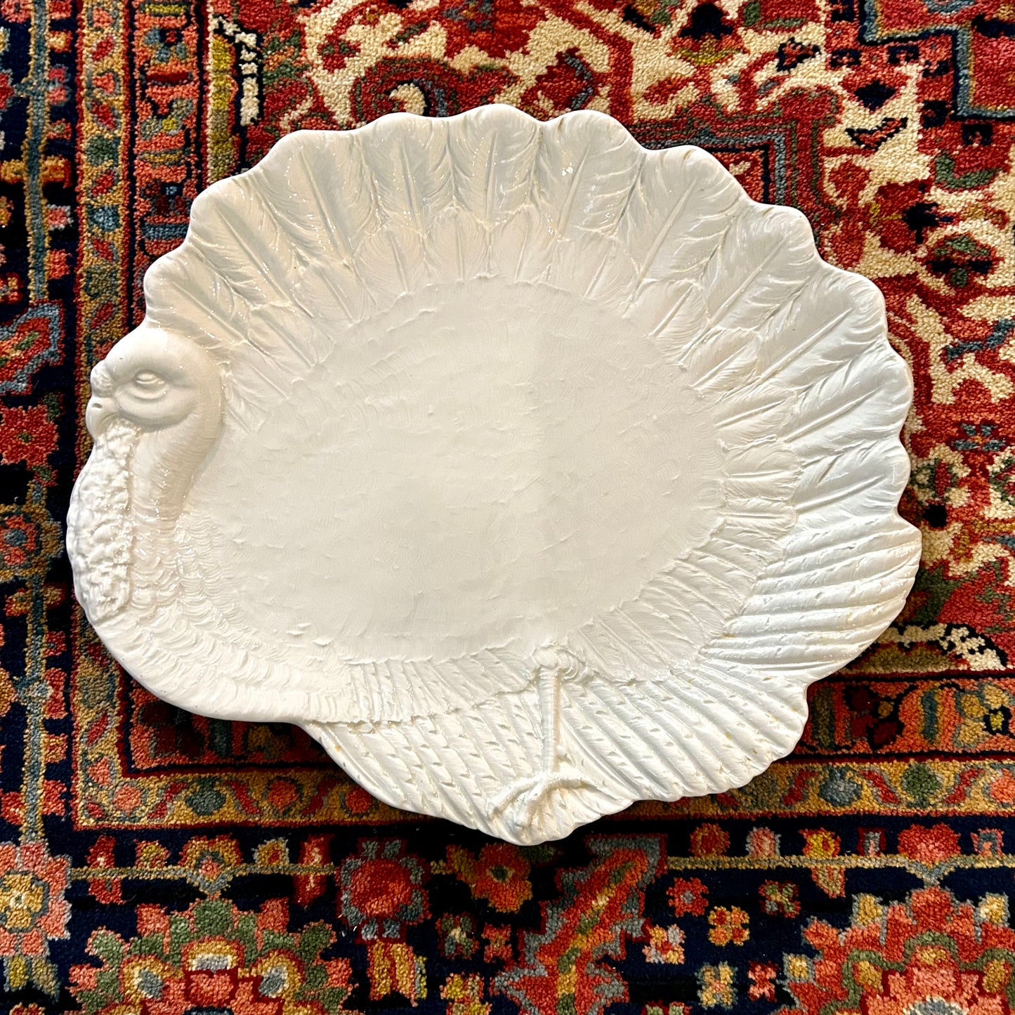 Ample & Beautiful Italian white oval thanksgiving turkey holiday platter, 20 x 17