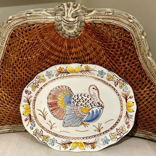 Massive white oval turkey holiday platter, 19 x 14 made in Portugal