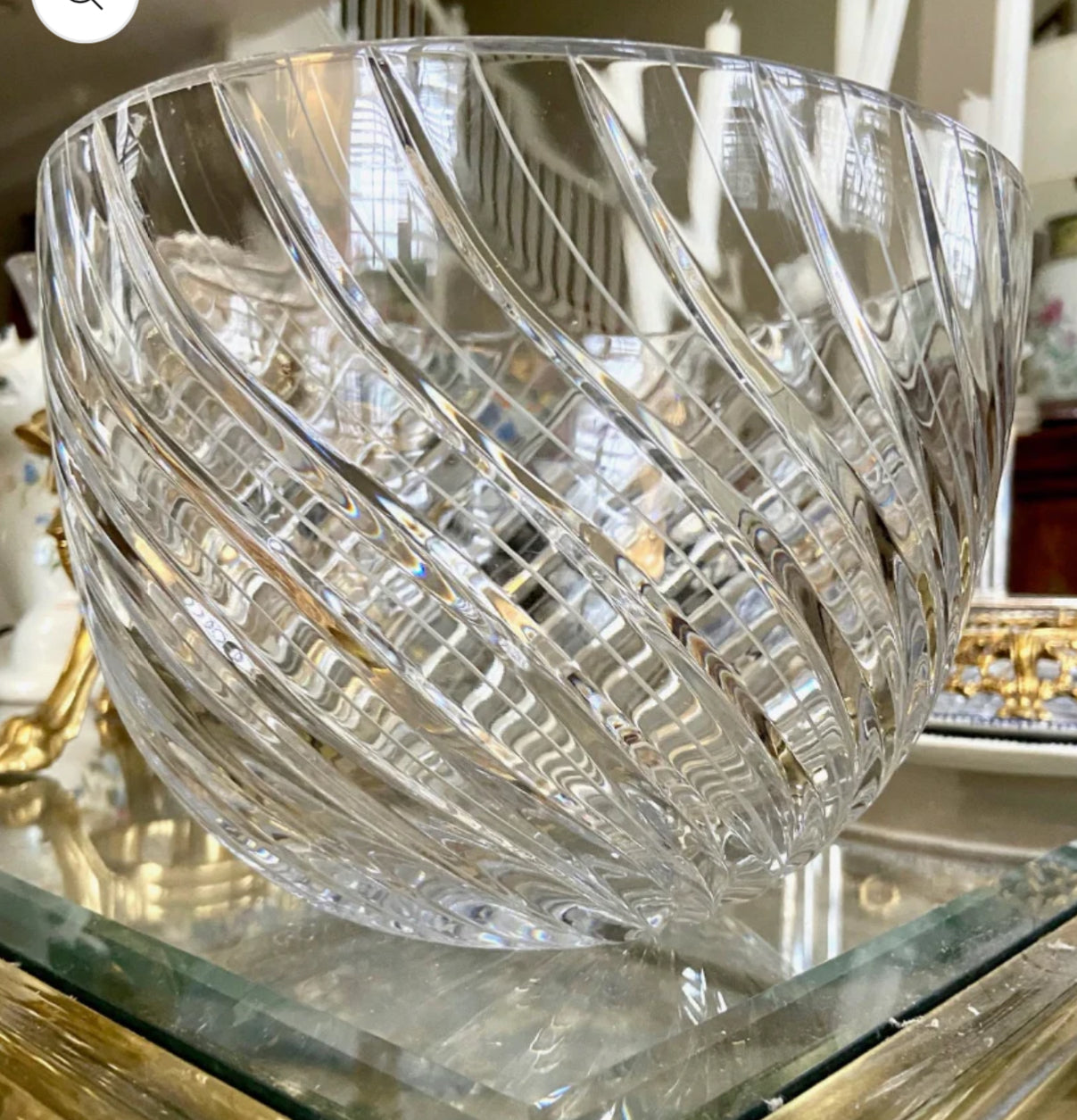 Brilliant vintage large  crystal large centerpiece bowl.