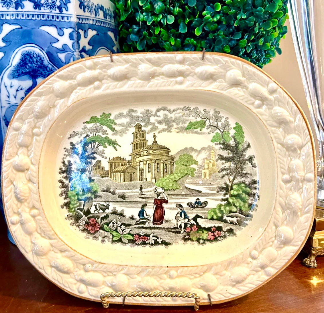 Antique W.  Adam’s Italian Scenery England oval platter stamped