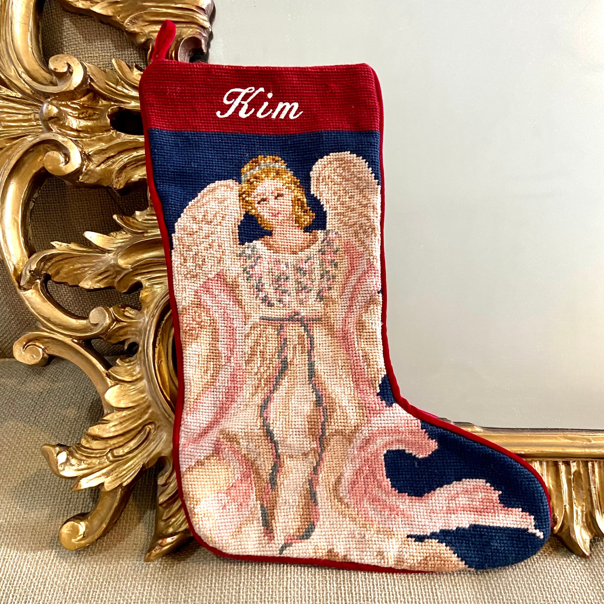 custom vintage needlepoint Christmas holiday stocking monogrammed for –  Lillian Grey