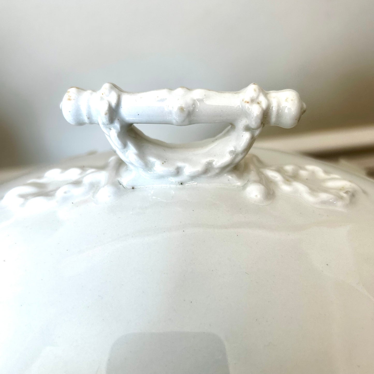 Vintage white porcelain 2 piece tureen stamped by designer John Maddock & Sons of England I