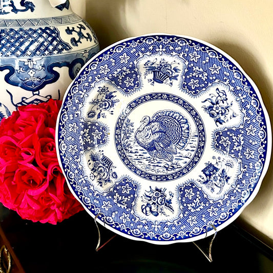 Rare Spode Of England blue & white Festival Turkey Dinner Plate 10.5d