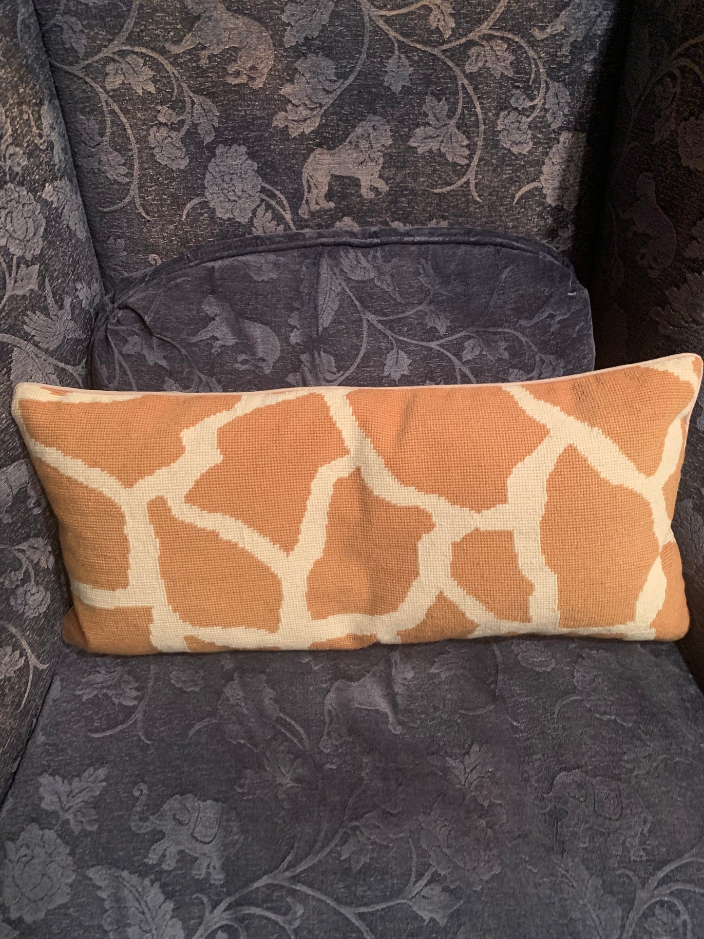 Designer Needlepoint Animal print pillow