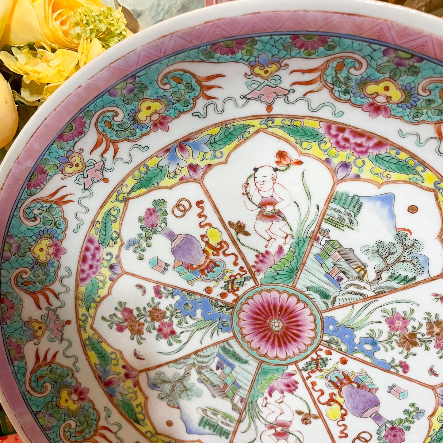 Famille Rose Hand Painted Decorative Charger 13.25”