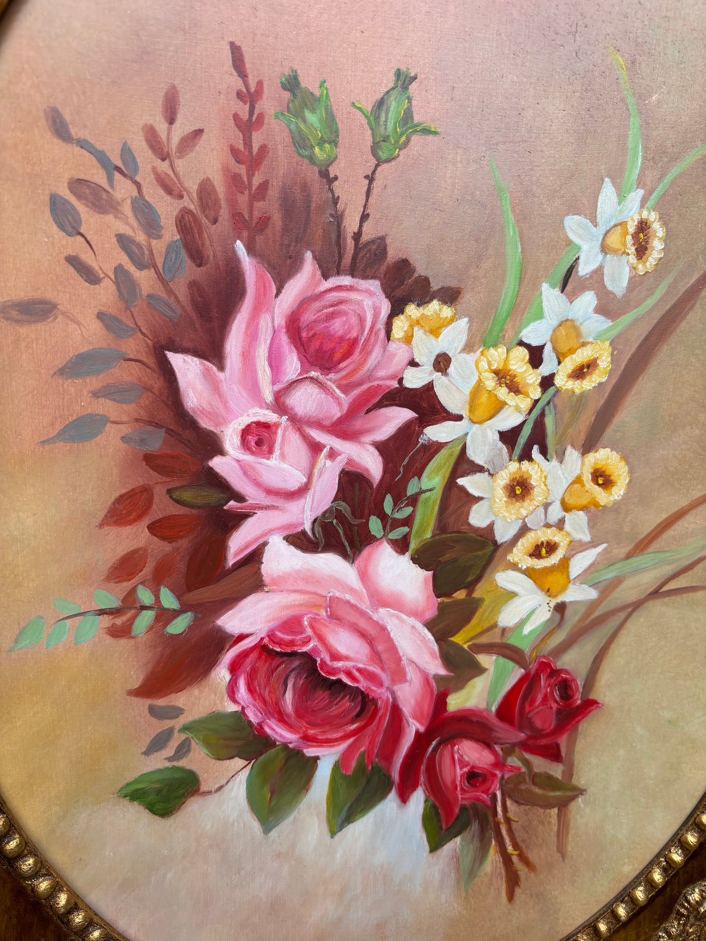 Beautiful floral painting with gilded frame!