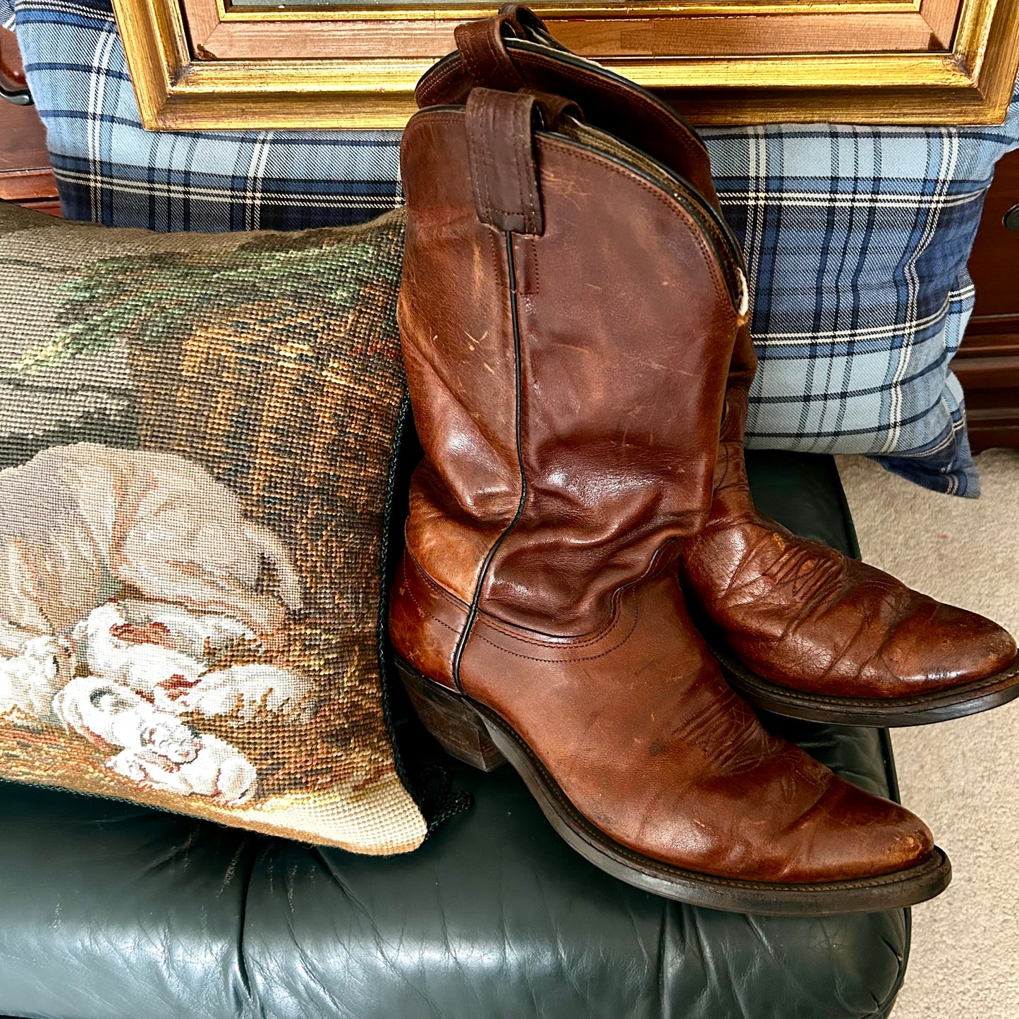 Rustic warm leather vintage  leather boots from Olathe Boot Co