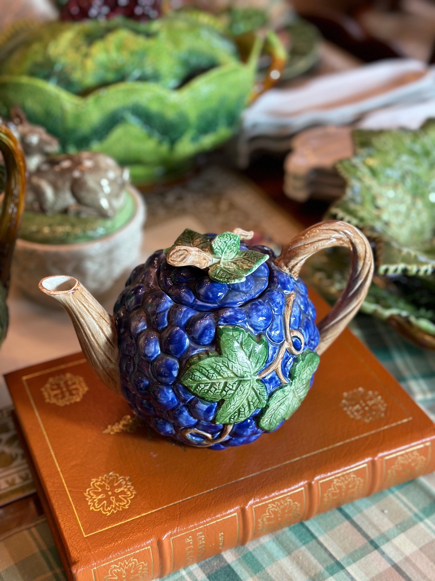 Vintage F&F Grape & Leaf Teapot, Stunning, No flaws